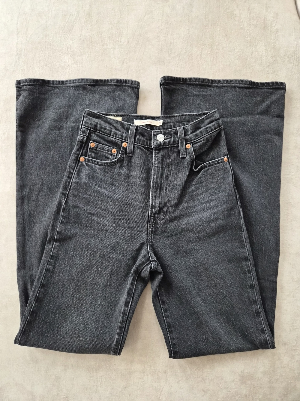 Levi’s Premium Ribcage Bell Jeans Black Wash Size 23